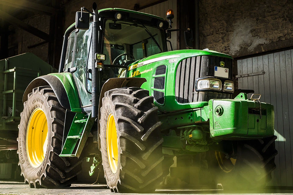 Green John Deere tractor