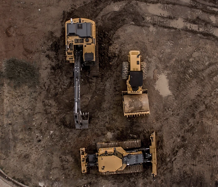 Aerial view of a construction site with machinery